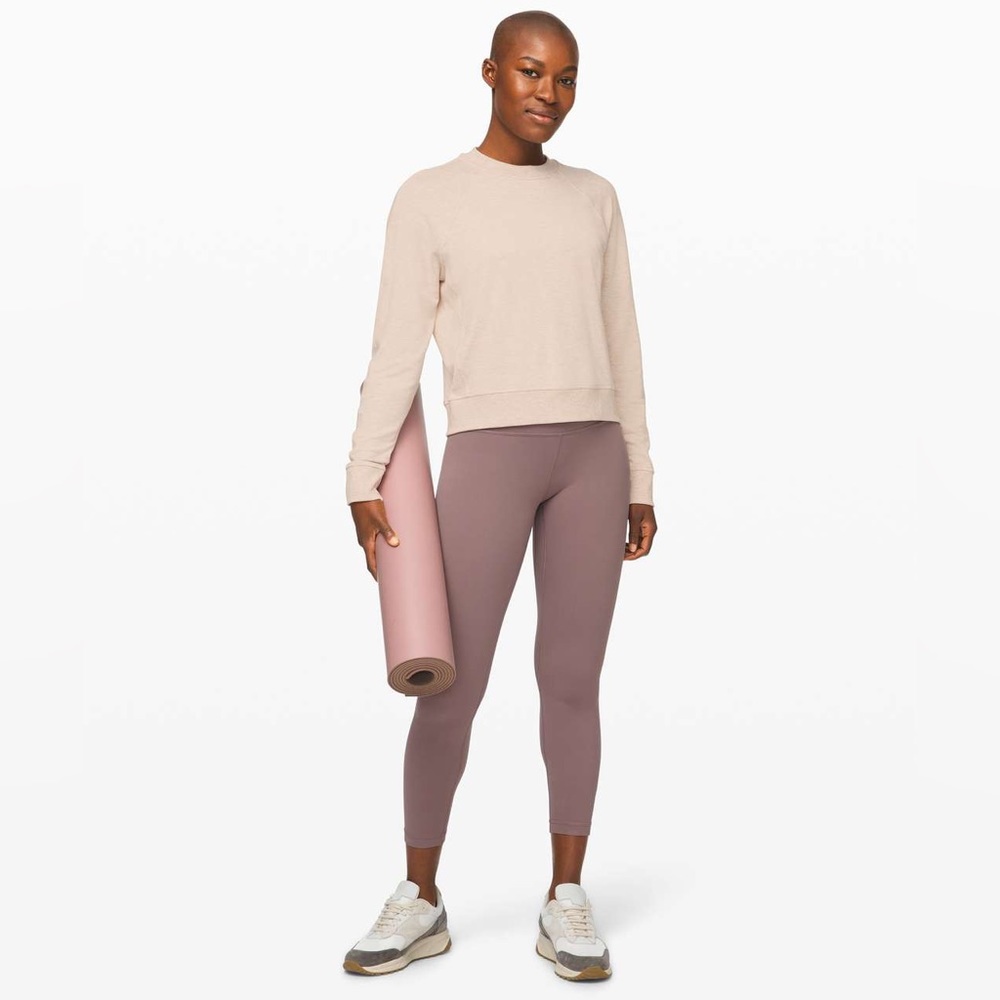 Lululemon Warm Down Crew in Heathered Cashew